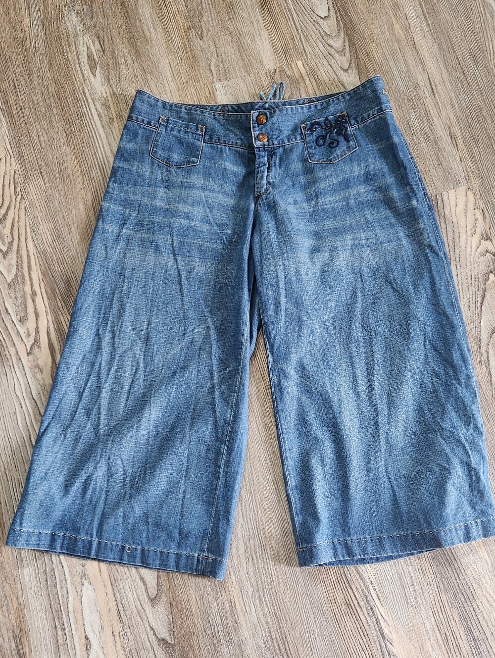 Y2K Goldsign Denim Wide Leg Corset Back Culotte Jort Gaucho Womens 32x21 USA